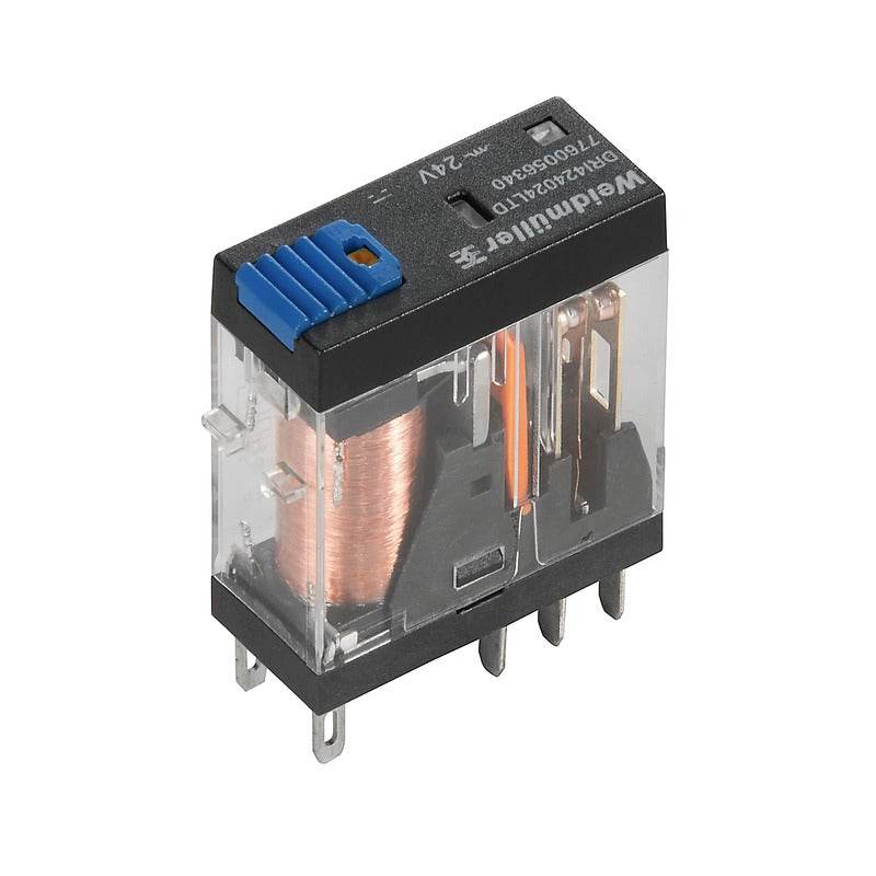 Relay DRI-Series 12VDC 2CO 5 Amp with LED, Free-Wheel Diode and Test Button — Weidmuller