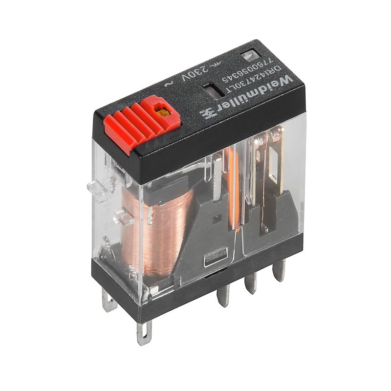 Relay DRI-Series 230VAC 2CO 5 Amp with LED and Test Button — Weidmuller