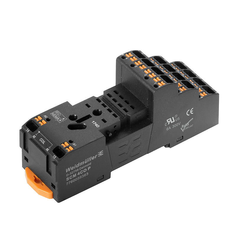 Relay Base DRM-Series 4CO 6A, Push In Connection — Weidmuller