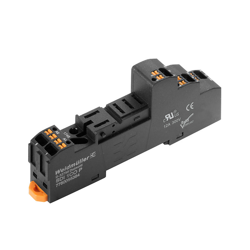 Relay Base DRI-Series 1CO 12A, Push In Connection — Weidmuller