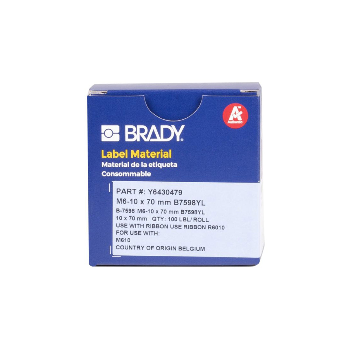 Cable ID Printable Inserts for M6 Printers - 70mm, Yellow, Roll of 100 — Brady