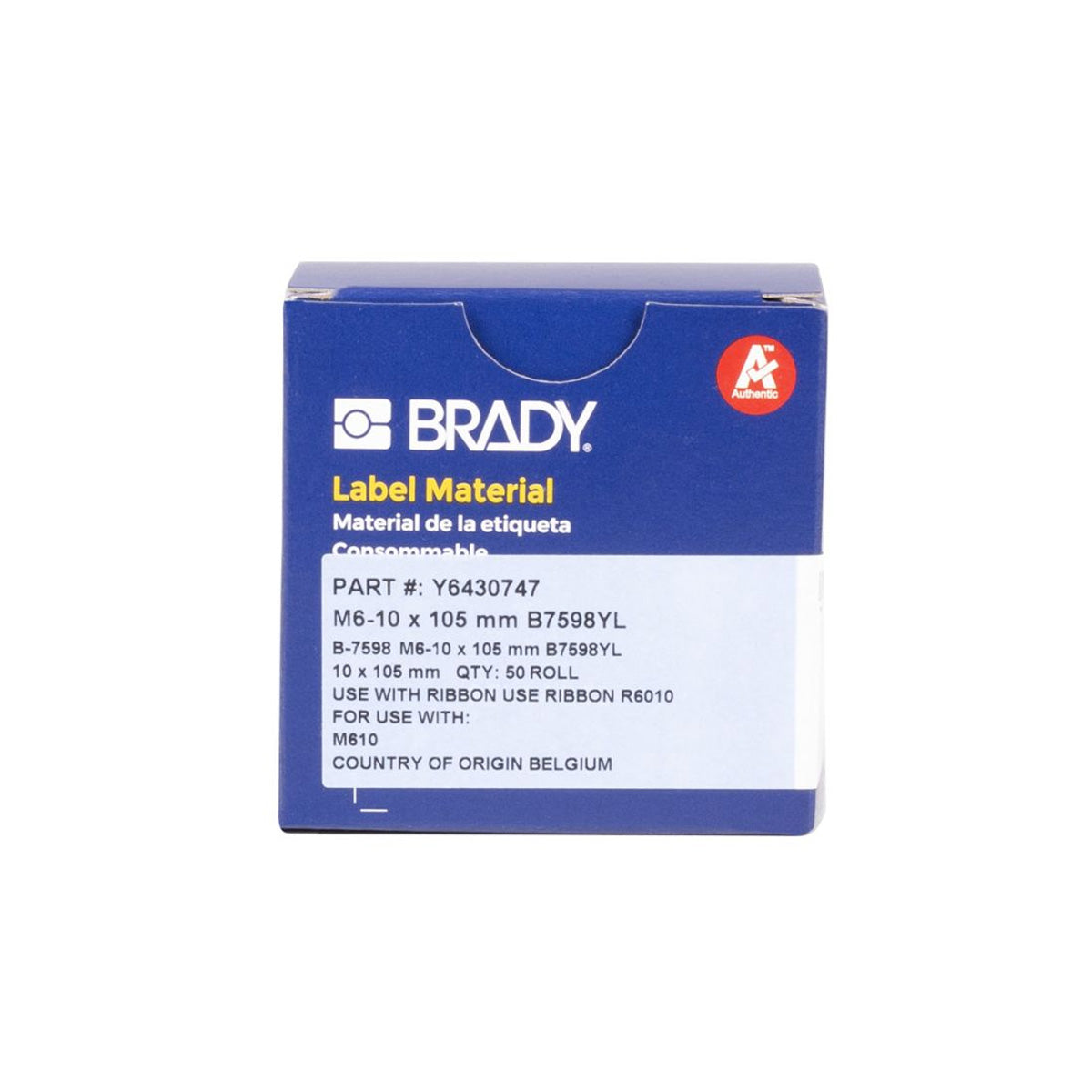 Cable ID Printable Inserts for M6 Printers - 105mm, Yellow, Roll of 50 — Brady