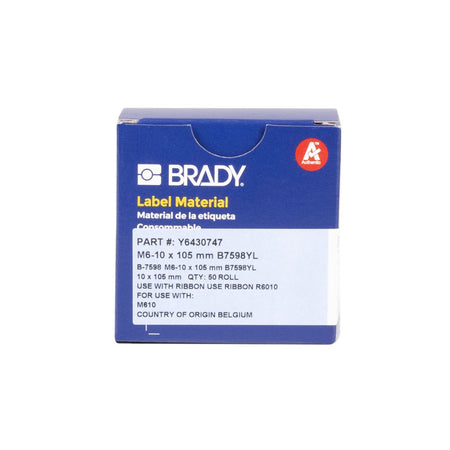 Cable ID Printable Inserts for M6 Printers - 105mm, Yellow, Roll of 50 — Brady