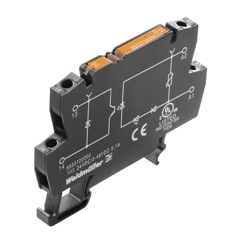 Relay Termseries Solid State 24VAC Control 5-48VDC Switching 100mA 1NO, Screw Terminals — Weidmuller