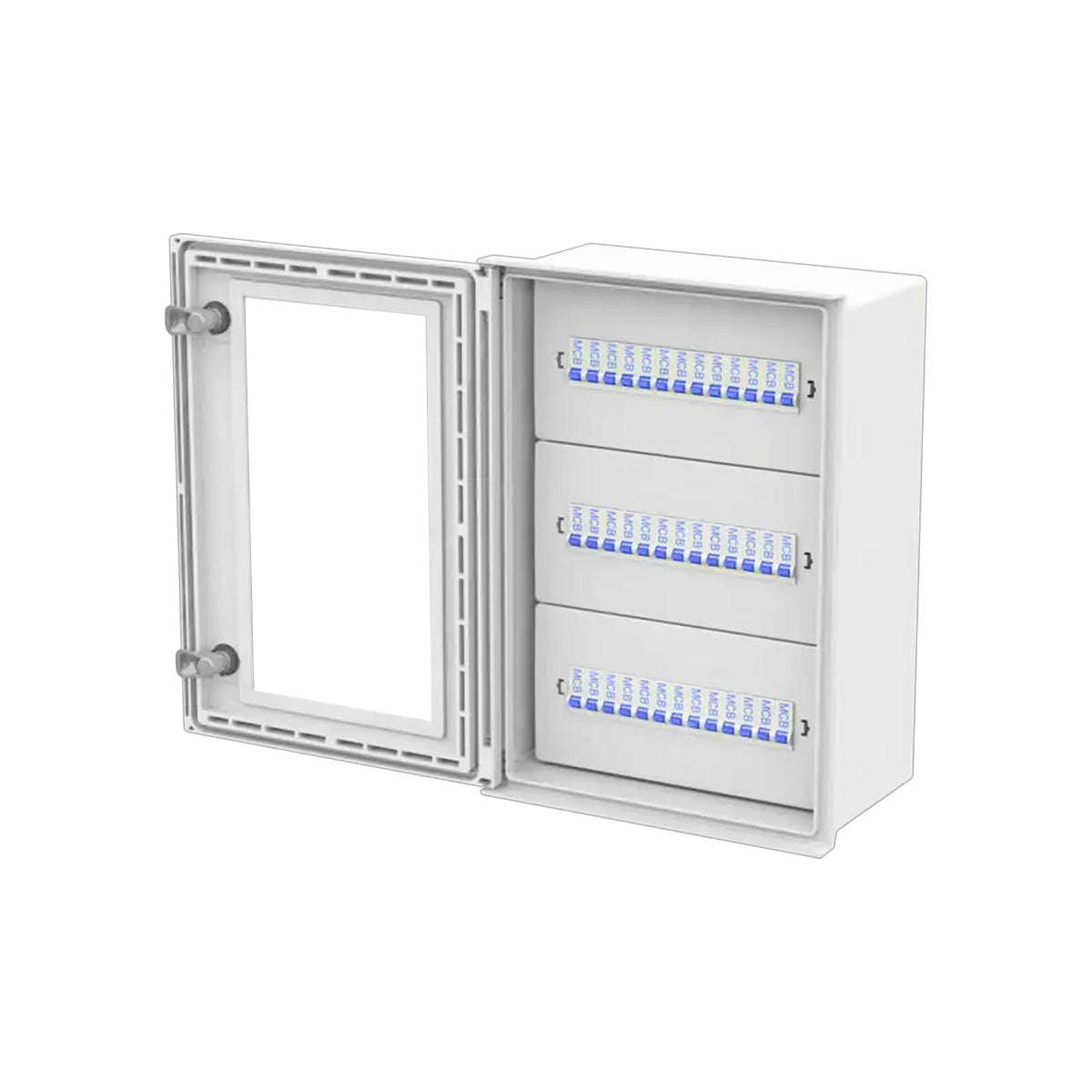 GRP Electrical Enclosure IP66 Allbrox 5, 500H x 350W x 200D with 39 Pole Distribution Board Installed