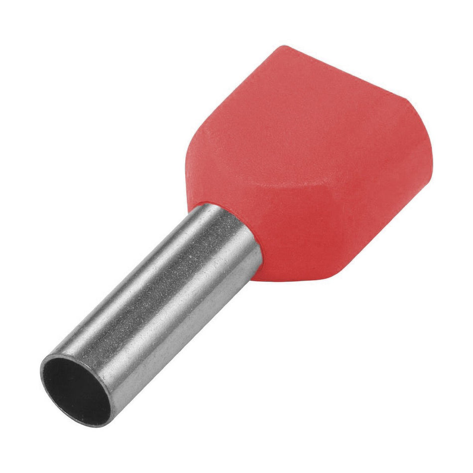 Pre-Insulated Twin End Sleeve (bootlace) Ferrules 2x1mm2 RED Pack of 100 — Carroll