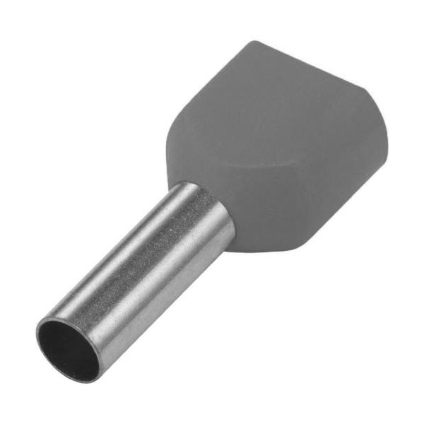 Pre-Insulated Twin Ferrule Grey 2x4mm2 Pk/50 — Carroll
