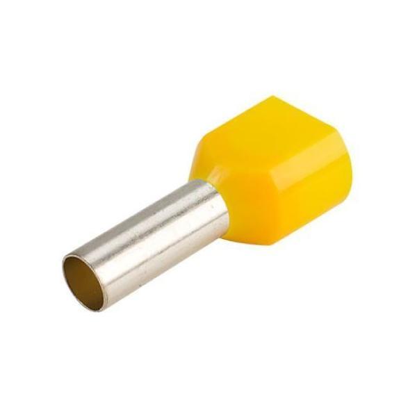 Pre-Insulated Twin End Sleeve (bootlace) Ferrules 2x6mm2 YELLOW Pack of 50 — Carroll