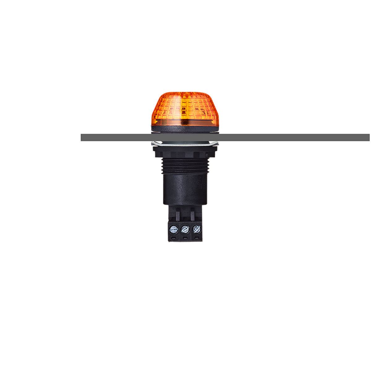 IBS Series M22 ⌀30mm Panel Mount Beacon, Steady/Flashing Light, Amber, 24VAC/DC — Auer Signal