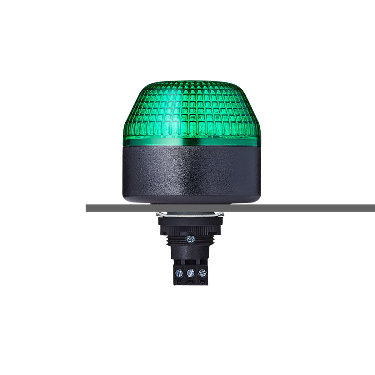IBL Series M22 Ø65mm Panel Mount Beacon, Steady/Flashing Light, Green, 24VAC/DC — Auer Signal