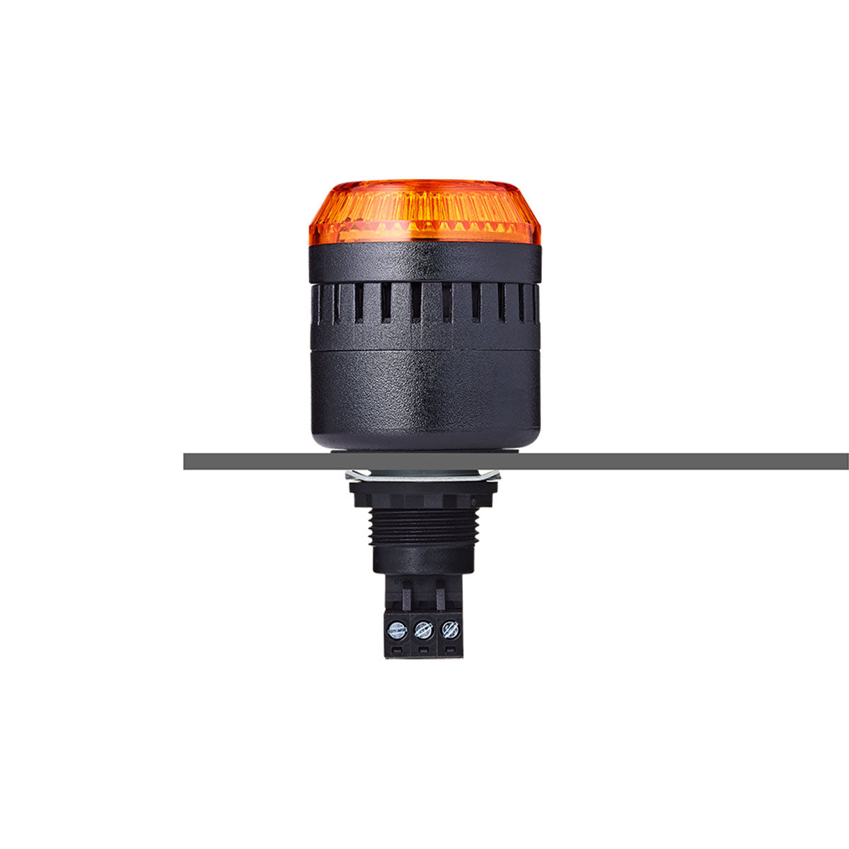 ELM Series M22 Ø45mm Panel Mount Buzzer with Steady/Flashing Amber Beacon, 230/240VAC — Auer Signal