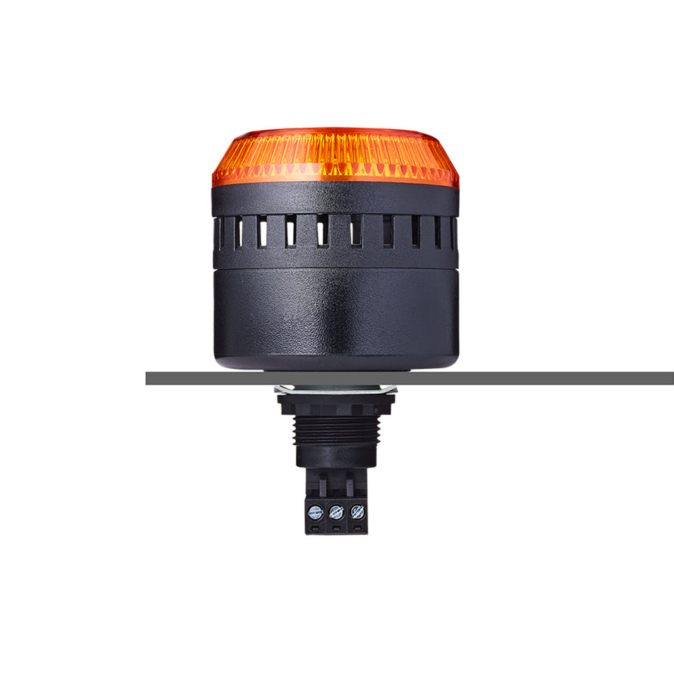 ELG Series M22 Ø60mm Panel Mount Buzzer with Steady/Flashing Amber Beacon, 230/240VAC — Auer Signal
