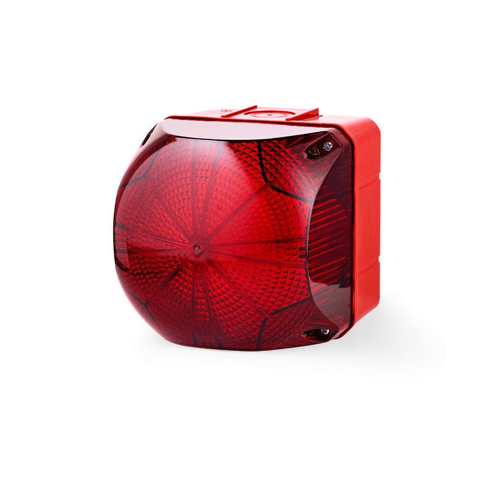 QDS Series Steady/Flashing Beacon, 94mm Square, 230 VAC, Red — Auer Signal