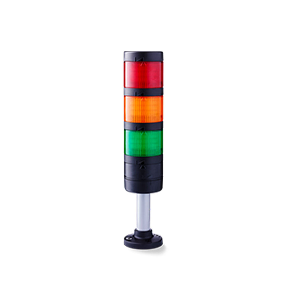 PC7 Series LED Signaltower 24VAC/DC, Multifunction LED: Red, Steady LED: Green/Amber, 100 mm Aluminium Tube Base — Auer