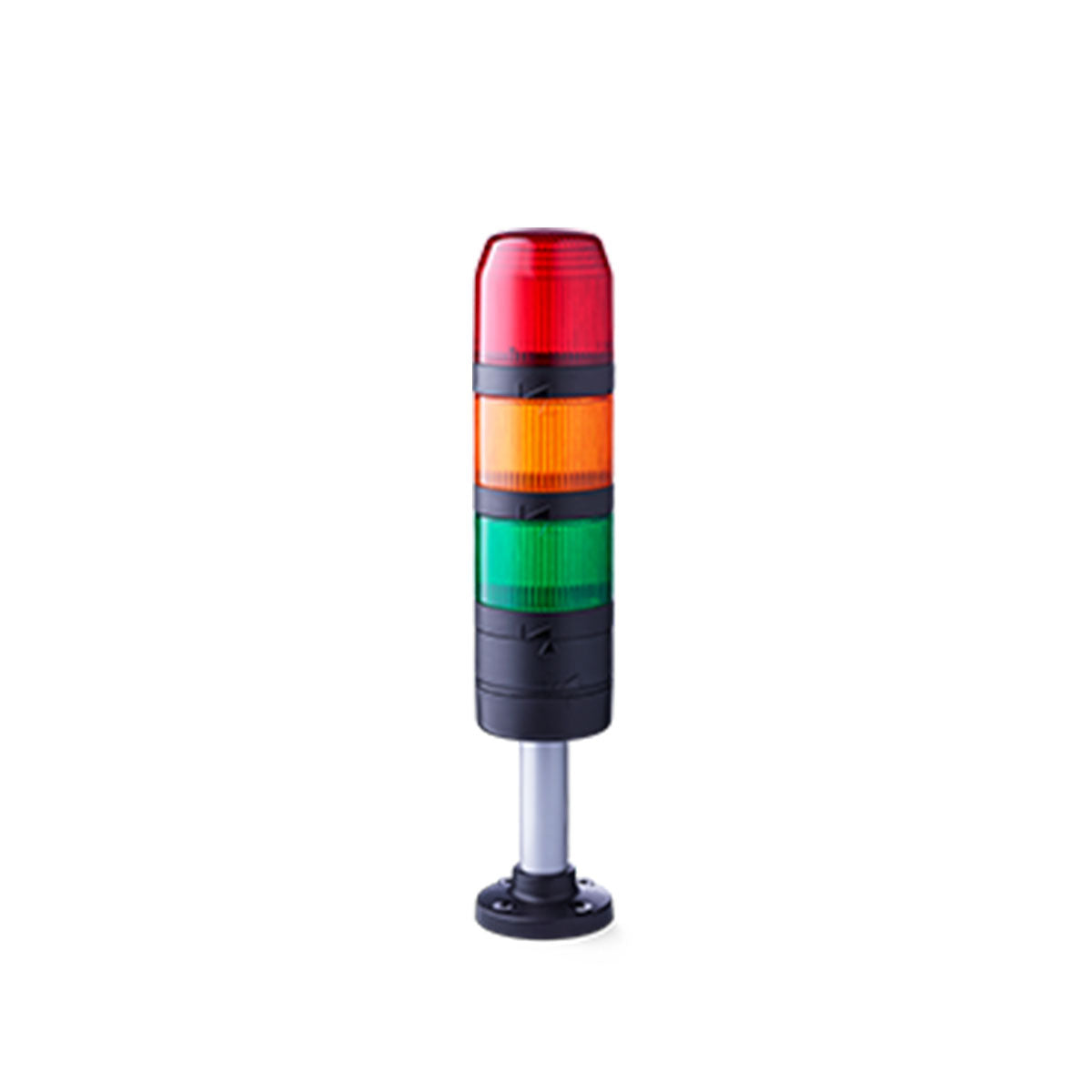 PC7 Series LED Signaltower 24VAC/DC, Steady/Flashing LED: Red, Steady LED: Green/Amber, 100 mm Aluminium Tube Base — Auer