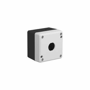 1-Hole Pushbutton Enclosure, Grey Top Cover + Black Base