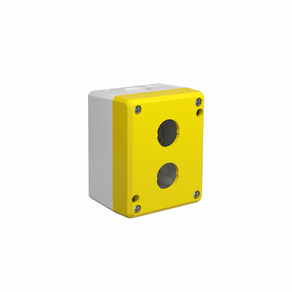 2-Hole Pushbutton Enclosure, Grey Top Cover + Black Base