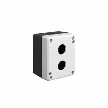 2-Hole Pushbutton Enclosure, Grey Top Cover + Black Base