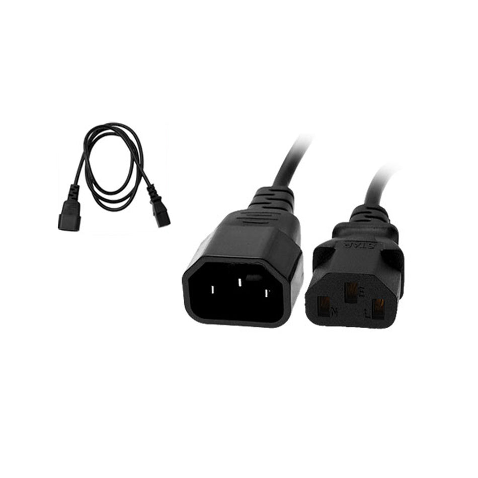 10A C14 IEC Plug to 10A C13 IEC Socket on 2m 1mm2 Black Lead — Tro Pacific