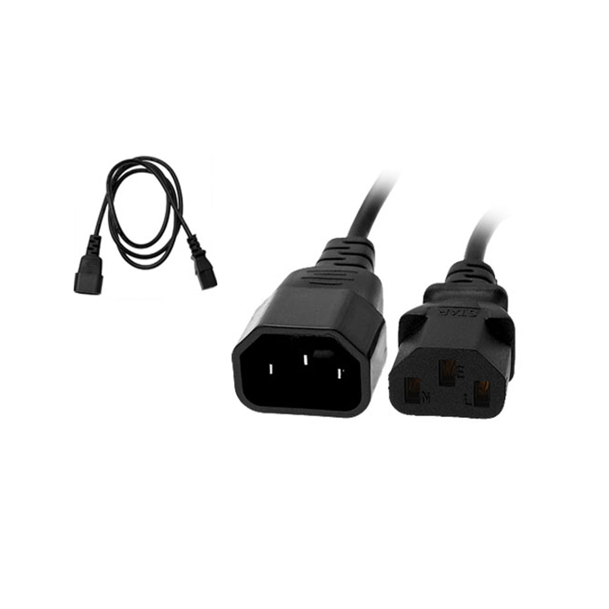 10A C14 IEC Plug to 10A C13 IEC Socket on 3m 1mm2 Black Lead — Tro Pacific