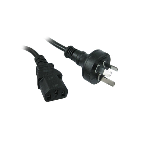 10A 3 Pin Plug to 10A C13 IEC Socket on 2m 1mm2 Black Lead — Tro Pacific