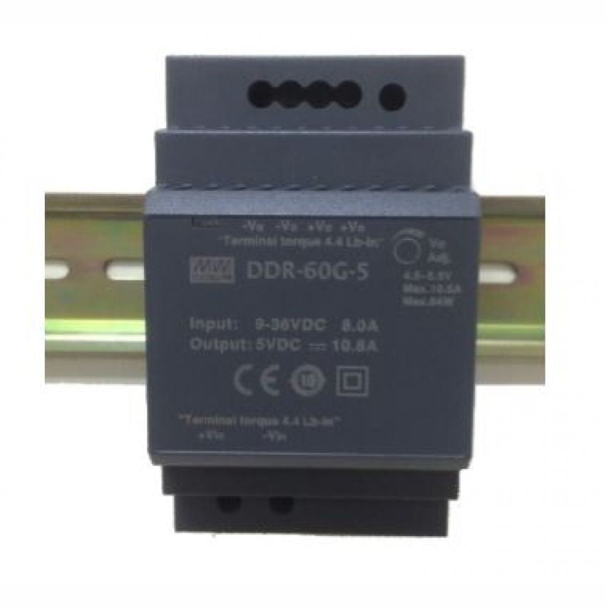 DC/DC Converter 18-75VDC Input, 24VDC Output 60W 2.5A Din Mount — Mean Well