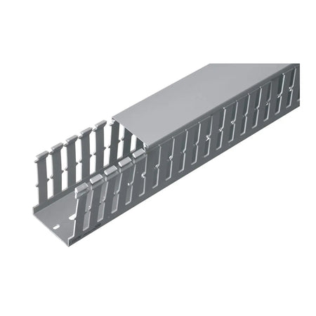 Narrow Slotted Duct 60Wx40Hmm Grey with Cover | 2M Lengths, Carton of 12 — Elettrocanali