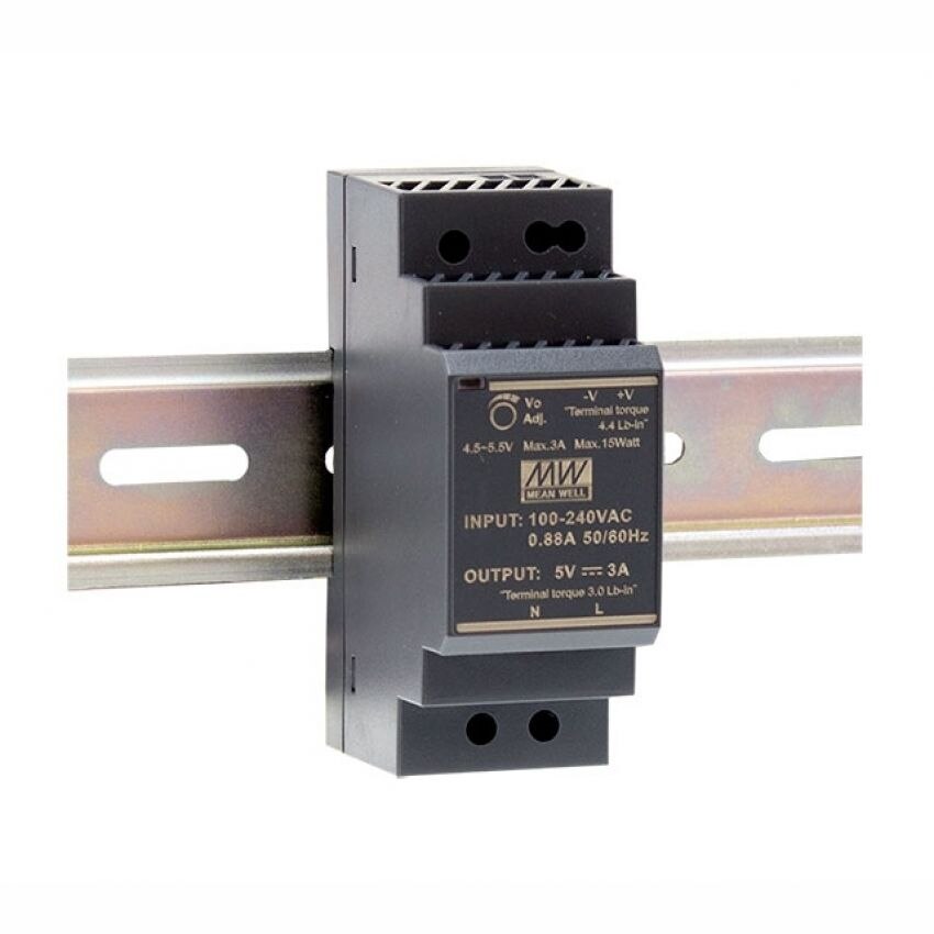 15V 30W 2A Din Mount Power Supply HDR Series - Ultra Slim Step Shape — Mean Well