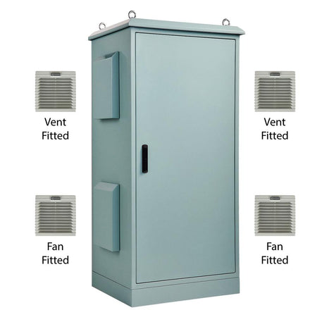 Field Cabinet with Fan + Vent + Hoods 2275H x 750W x 800D IP55 Smoke-Blue — TRO Assemblies