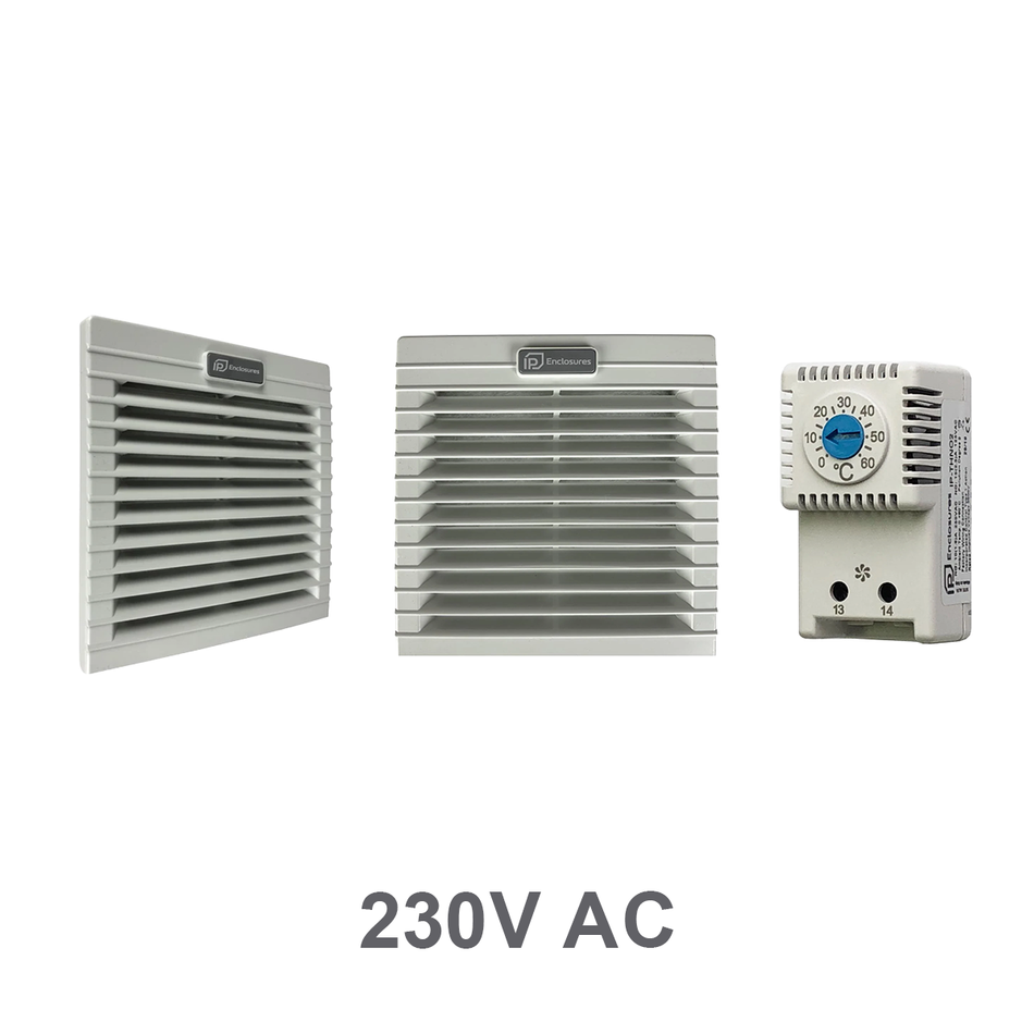 230V FAN VENTILATION KIT INCLUDES FAN, VENT & THERMOSTAT — IP Enclosures