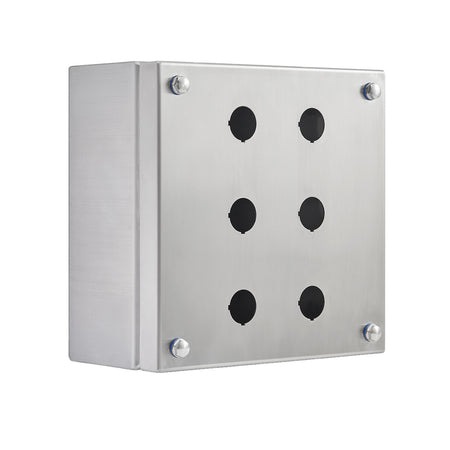 Pushbutton Enclosure 304 Stainless Steel, 3 x 2 Holes — IP Enclosures