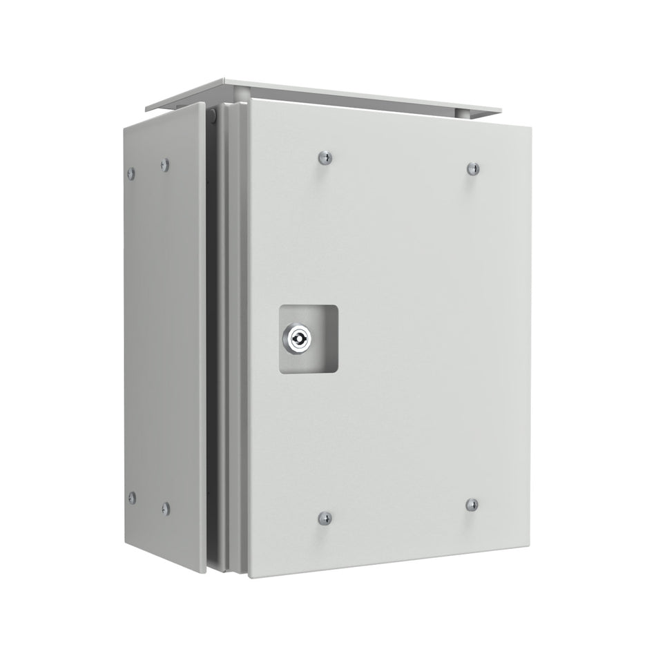 Electrical Enclosure 400H x 300W x 200D IP66 Grey, with Sunshields — IP Enclosures