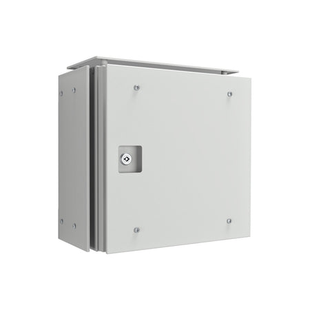Electrical Enclosure 400H x 400W x 200D IP66 Grey, with Sunshields — IP Enclosures