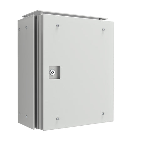 Electrical Enclosure 500H x 400W x 200D IP66 Grey, with Sunshields — IP Enclosures