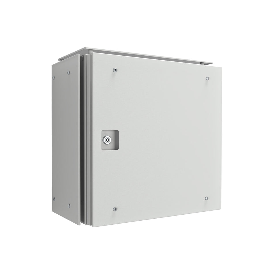 Electrical Enclosure 500H x 500W x 250D IP66 Grey, with Sunshields — IP Enclosures