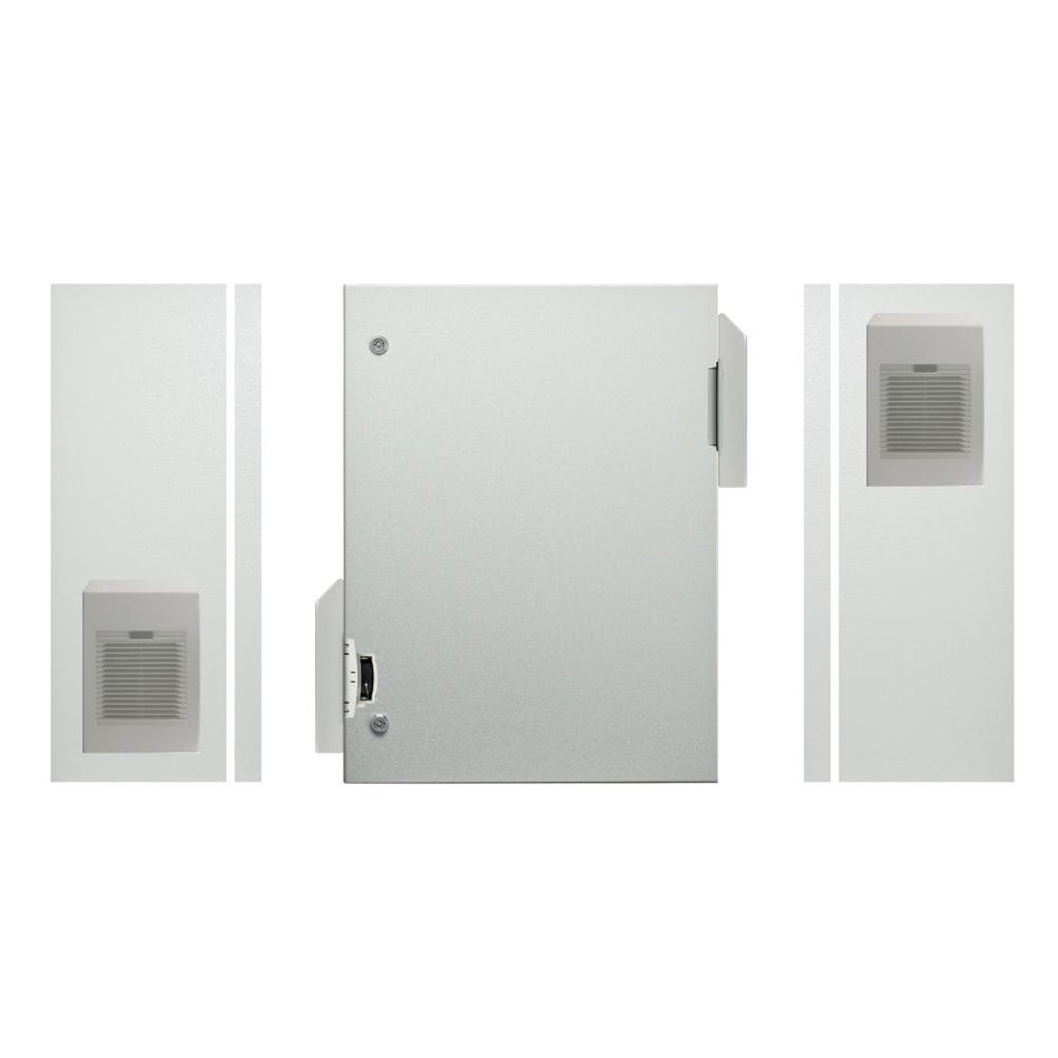 Electrical Enclosure with Fan + Vent + Hoods 700H x 500W x 250D IP55 Grey — TRO Assemblies