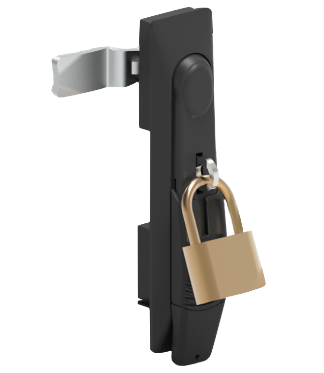 Black Polyamide Swing Handle for Electrical Cabinets - Single Point Locking, Padlockable — IP Enclosures