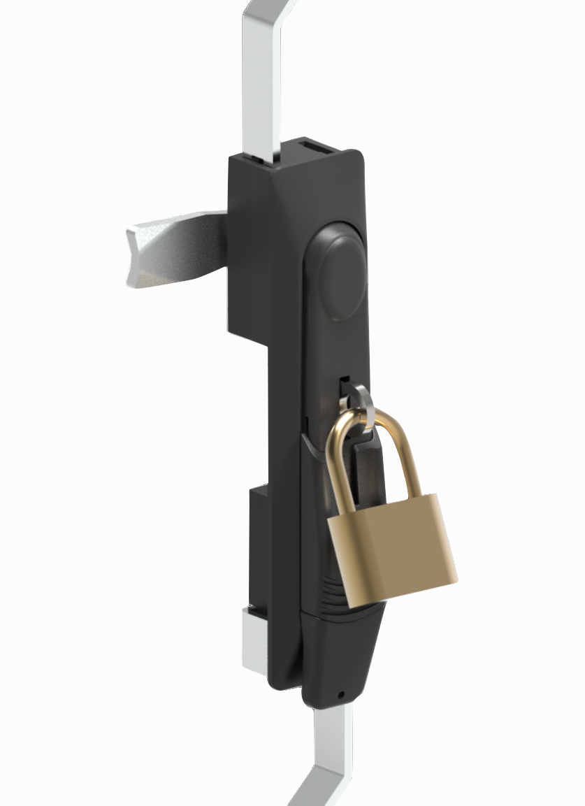 Black Polyamide Swing Handle for Electrical Cabinets - 3 Point Locking, Key Lockable & Padlockable — IP Enclosures