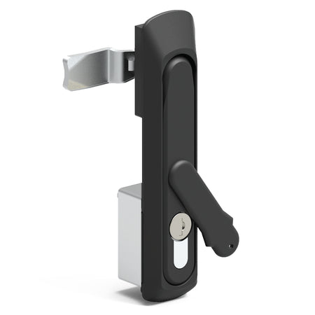 Black Alloy Swing Handle for Electrical Cabinets - Half Euro Barrel, Single Point Locking — IP Enclosures