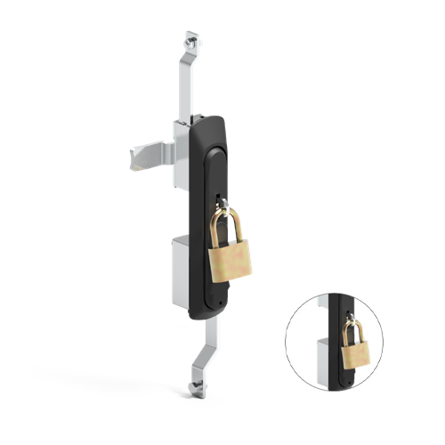 Black Alloy Swing Handle with Half Euro Barrel, Single Point Locking - Padlockable — IP Enclosures