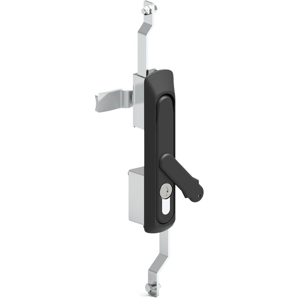 Black Alloy Swing Handle for Electrical Cabinets - Half Euro Barrel, 3 Point Locking — IP Enclosures