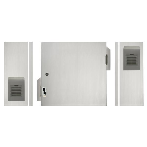 316 Stainless Steel Electrical Enclosure with Fan + Vent + Hoods 500H x 500W x 250D IP55 — TRO Assemblies