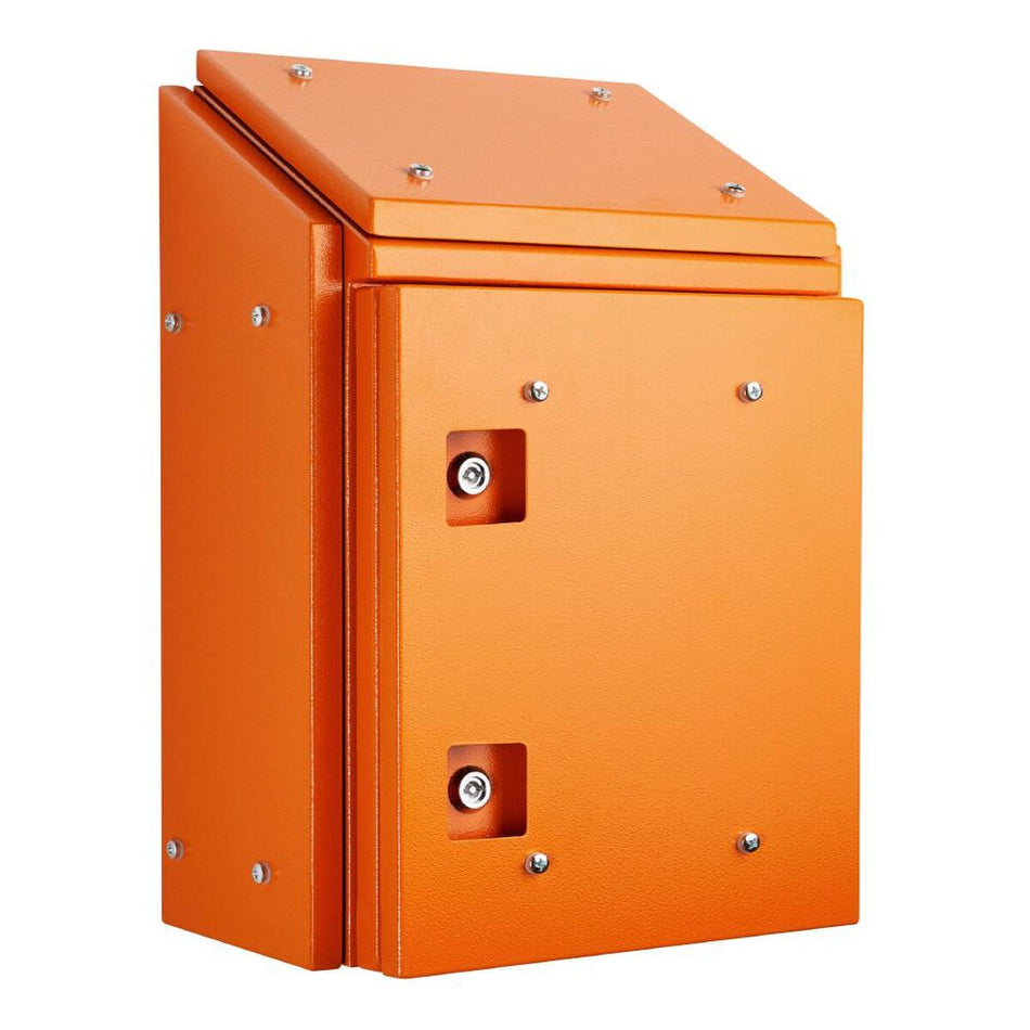 800H x 600W x 300D Steel Sloping Roof Electrical Enclosure, Heavy Duty w/ Sunshields (2mm Gal Steel, 38 Degree Sloping Roof