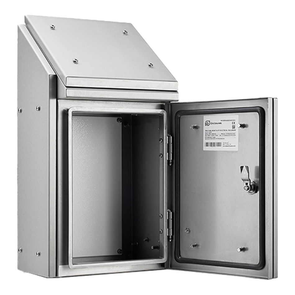 Steel Sloping Roof Enclosure 800H x 800W x 300D - with Sun Shield
