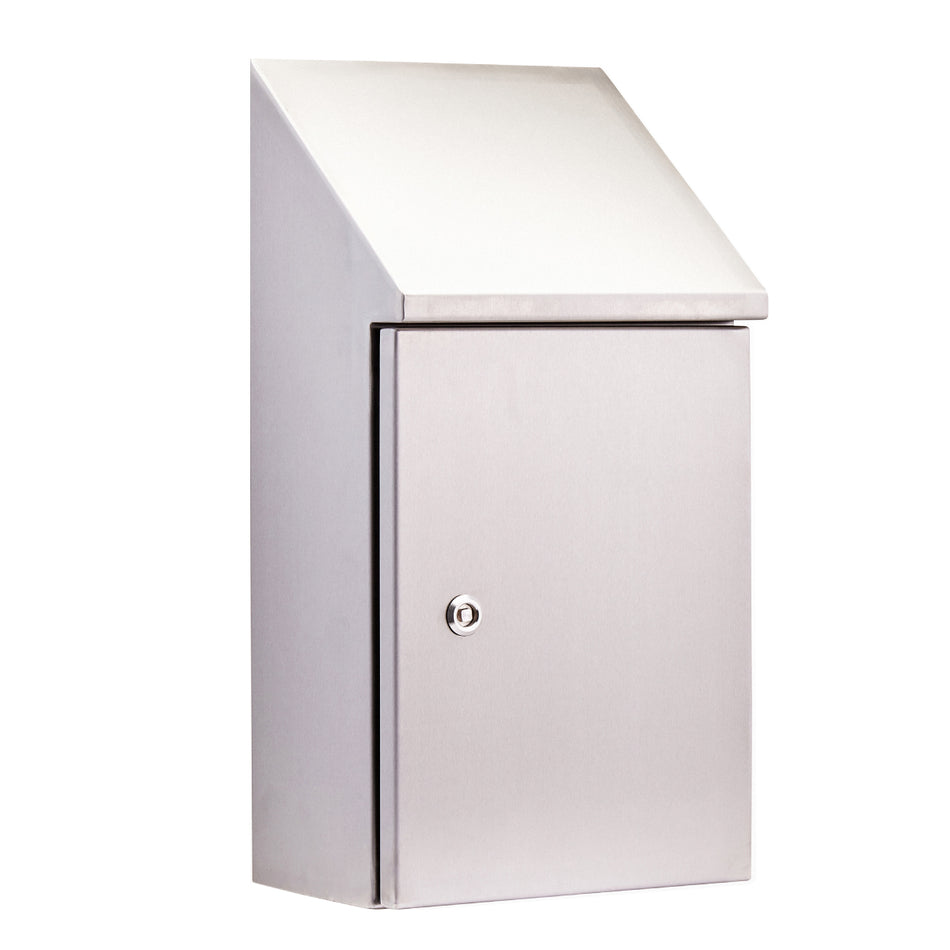 316 Stainless Steel Sloping Roof Electrical Enclosure 300H x 200W x 150D IP66, Heavy Duty — IP Enclosures