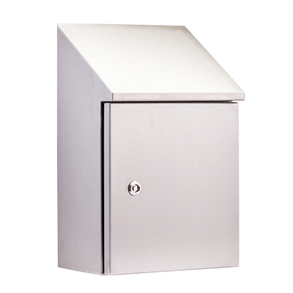 316 Stainless Steel Sloping Roof Electrical Enclosure 300H x 300W x 150D IP66, Heavy Duty — IP Enclosures