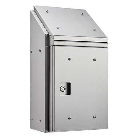 316 Stainless Steel Sloping Roof Electrical Enclosure 400H x 300W x 200D IP66, Heavy Duty — IP Enclosures
