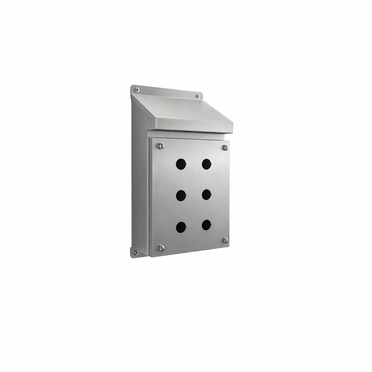 316 STAINLESS STEEL SLOPING ROOF PUSHBUTTON ENCLOSURE 6 X 30.5MM HOLE IP66 — IP Enclosures