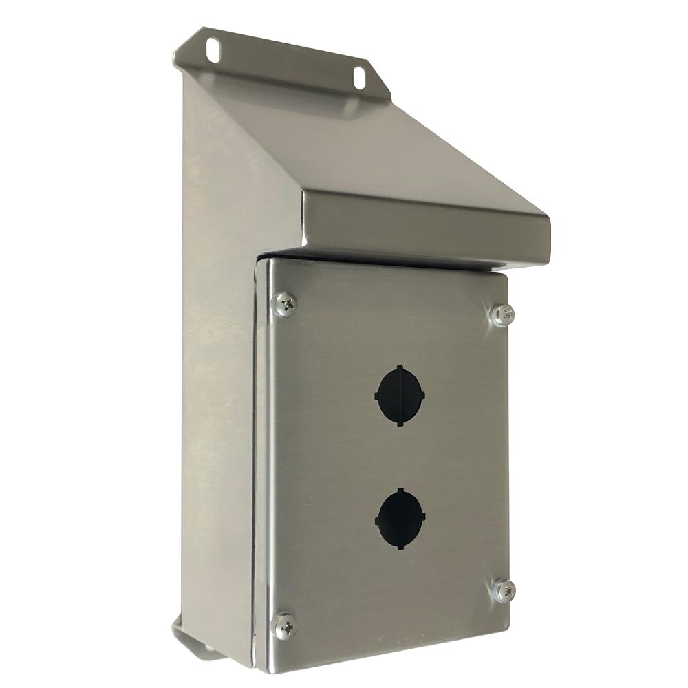 316 Stainless Steel Sloping Roof Pushbutton Enclosure 2 Hole IP66 — IP Enclosures