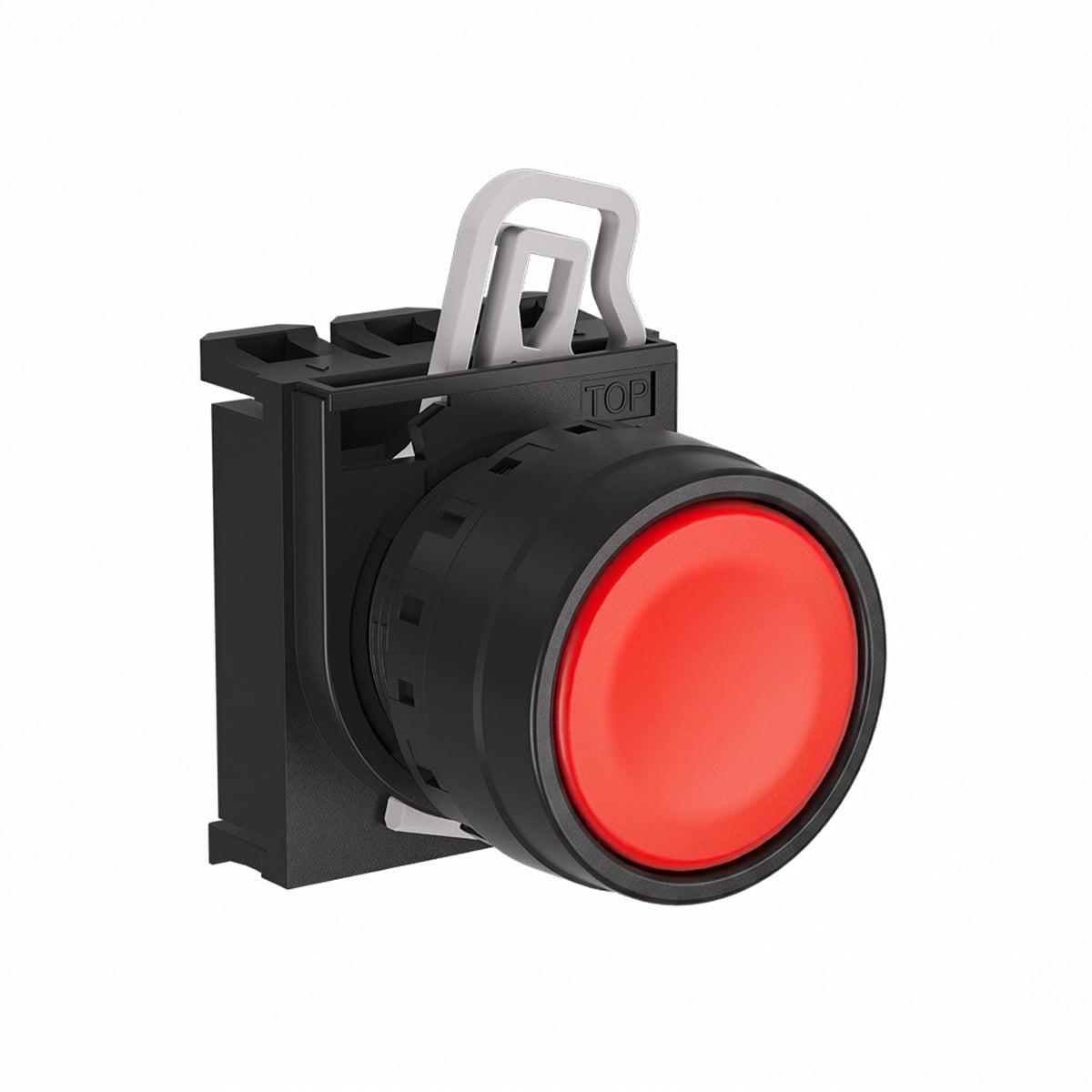 Red Flush Pushbutton 22mm IP65, Momentary (Contact Block Ordered Separately) — Telergon